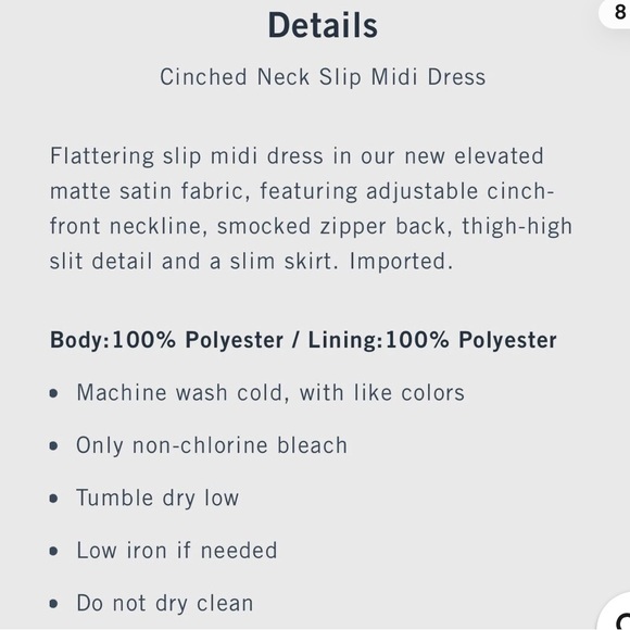 Abercrombie & Fitch Women’s Small Cinched Neck Slip Midi Dress Side Slit - Picture 7 of 10